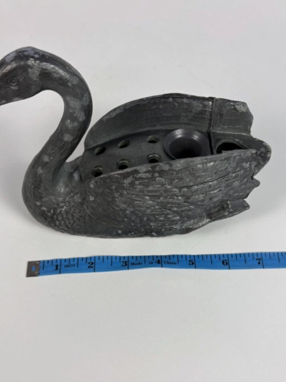 Vintage 1980s Petite Choses Swan Candle Holder | Heavy Die Cast Metal Swan Flowe - Picture 2 of 12
